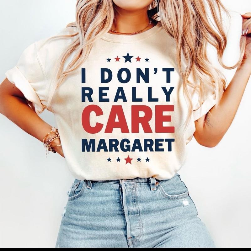 I Don'T Really Care Margaret Red Blue Casual White - Adult & Kids T-Shirts, Sweatshirts & Hoodies apparel design preview 1