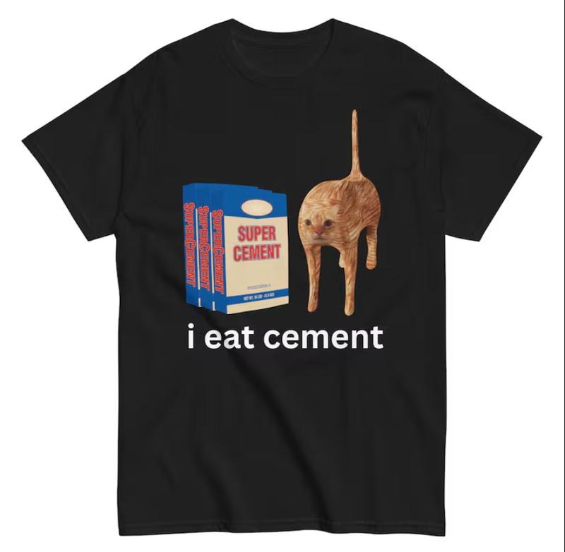 I Eat Cement Funny Sarcastic Offensive Random Cat - Adult & Kids T-Shirts, Sweatshirts & Hoodies apparel design preview 1