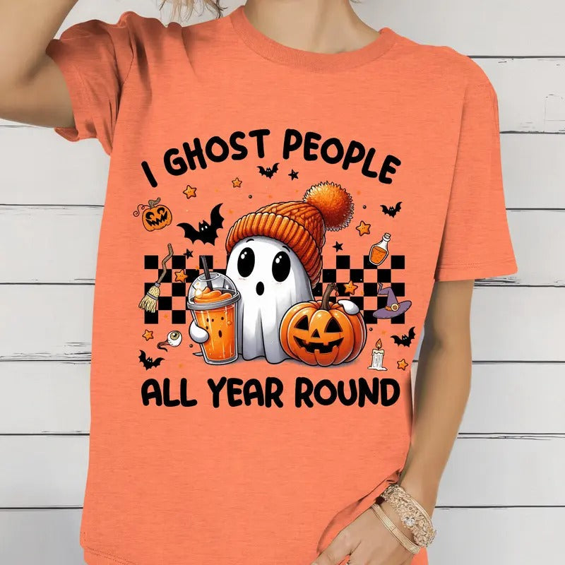 I Ghost People All Year Around Halloween Casual - Adult & Kids T-Shirts, Sweatshirts & Hoodies apparel design preview 1
