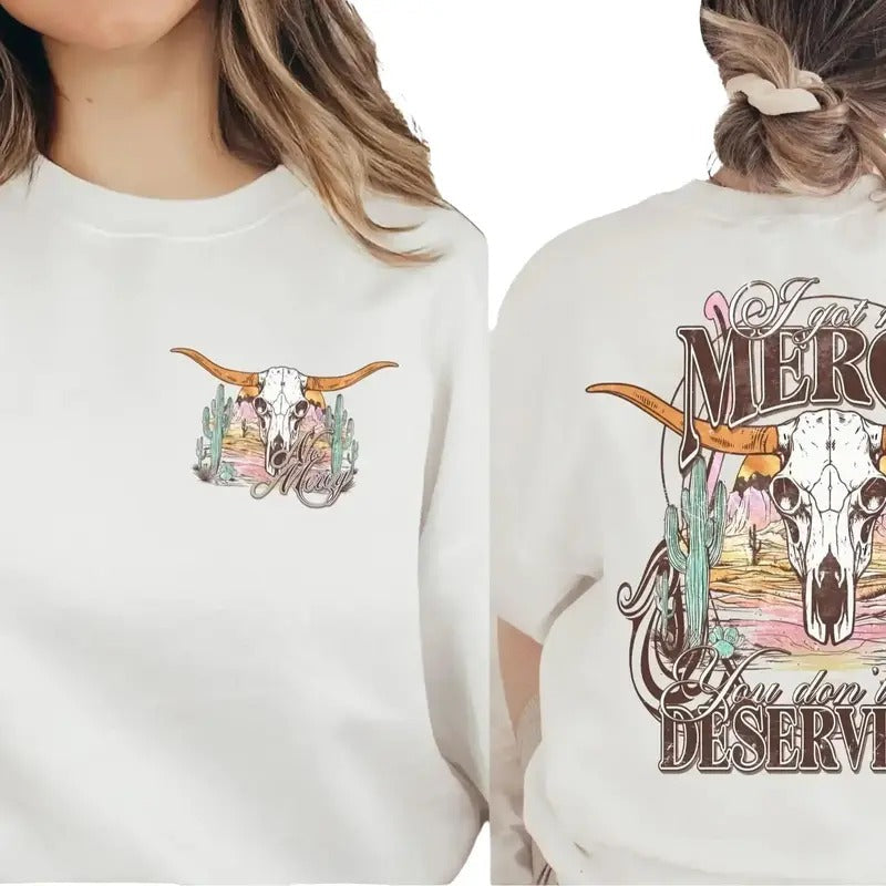 I Got No Mercy Dirty Cute Cowgirl Country Music - Adult & Kids T-Shirts, Sweatshirts & Hoodies apparel design preview 1