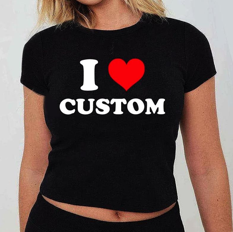 I Love Custom Baby Heart Personalized Text Y2K 90s - Adult & Kids T-Shirts, Sweatshirts & Hoodies apparel design preview 1