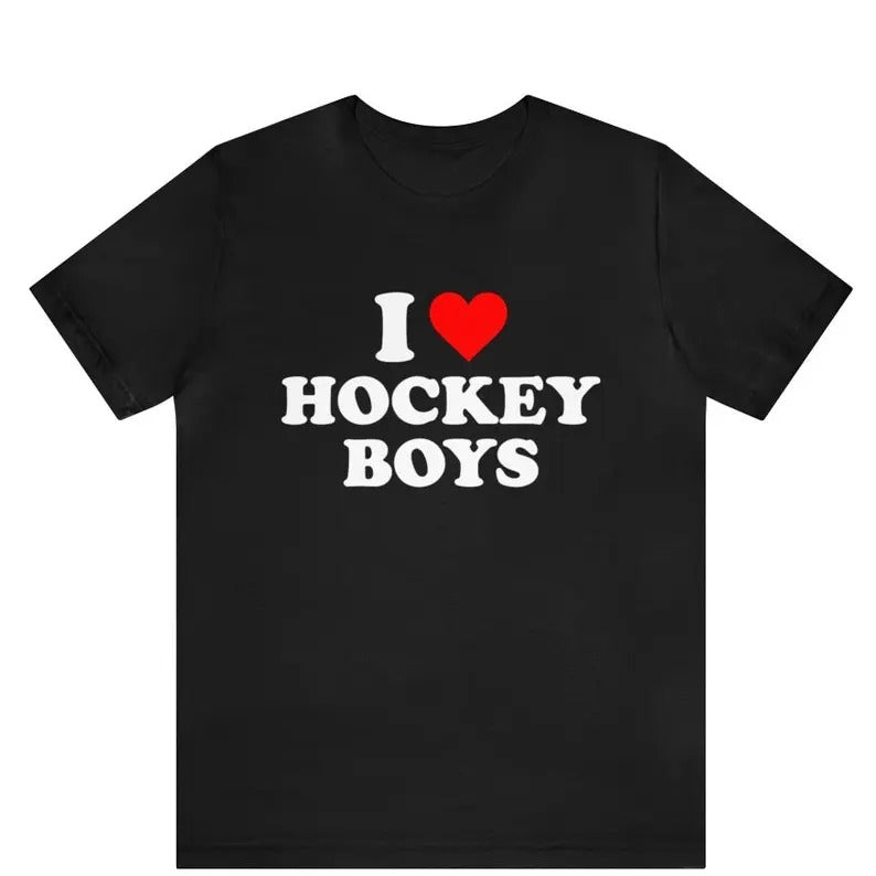 I Love Hockey Parody Heart Meme Funny Him Her - Adult & Kids T-Shirts, Sweatshirts & Hoodies apparel design preview 1