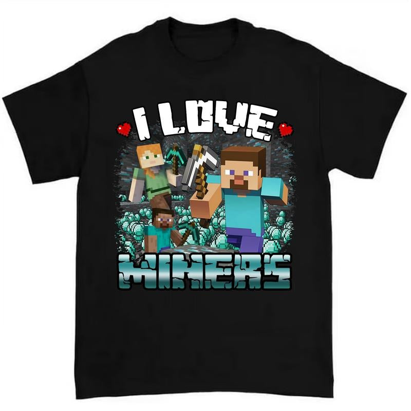 I Love Miners Bold Funny Gamer Humor - Adult & Kids T-Shirts, Sweatshirts & Hoodies apparel design preview 1
