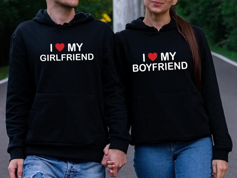 I Love My Boyfriend Girlfriend Valentines Matching - Adult & Kids T-Shirts, Sweatshirts & Hoodies apparel design preview 1