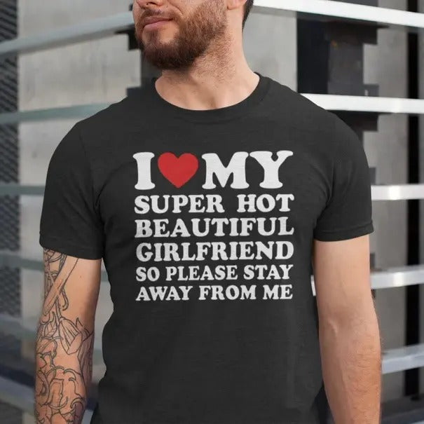 I Love My Girlfriend Heart Valentine Funny Boyfriend - Adult & Kids T-Shirts, Sweatshirts & Hoodies apparel design preview 1