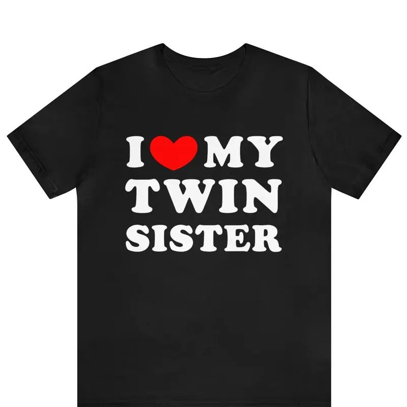 I Love My Twin Sister Heart Twins Matching - Adult & Kids T-Shirts, Sweatshirts & Hoodies apparel design preview 1