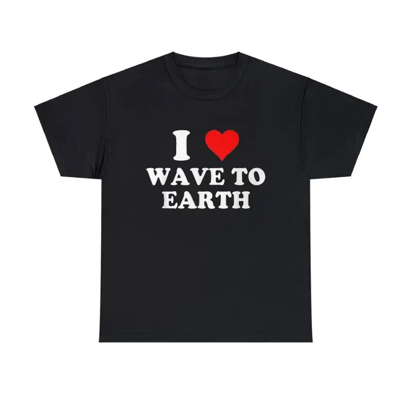I Love Wave Earth Heart Red Menswear Top - Adult & Kids T-Shirts, Sweatshirts & Hoodies apparel design preview 1