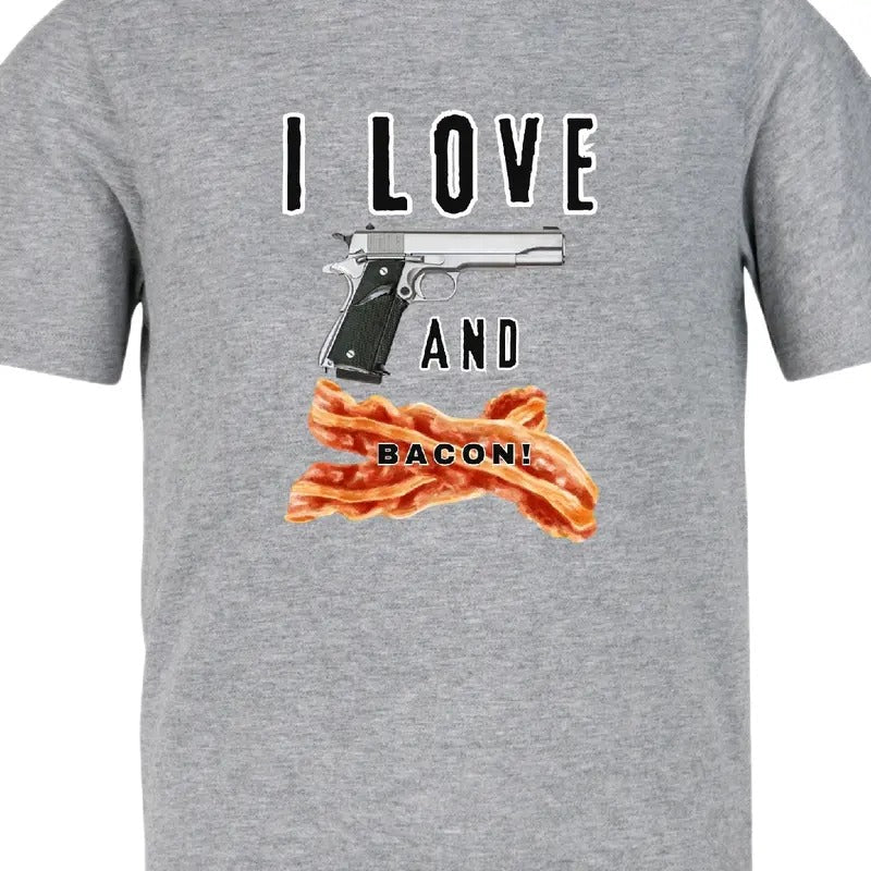 I Love Guns Bacon. Menswear Casual Funny - Adult & Kids T-Shirts, Sweatshirts & Hoodies apparel design preview 1