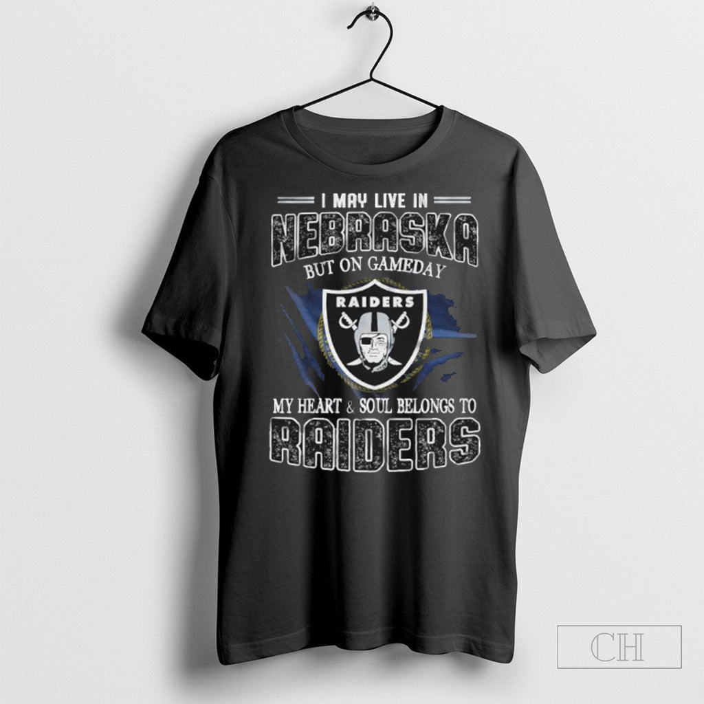 I May Live In Nebraska But On Game Day My Heart And - Adult & Kids T-Shirts, Sweatshirts & Hoodies apparel design preview 1
