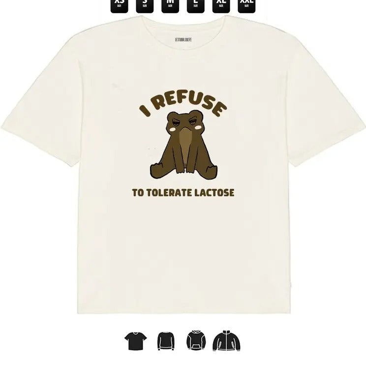 I Refuse Tolerate Lactose Frog - Adult & Kids T-Shirts, Sweatshirts & Hoodies apparel design preview 1