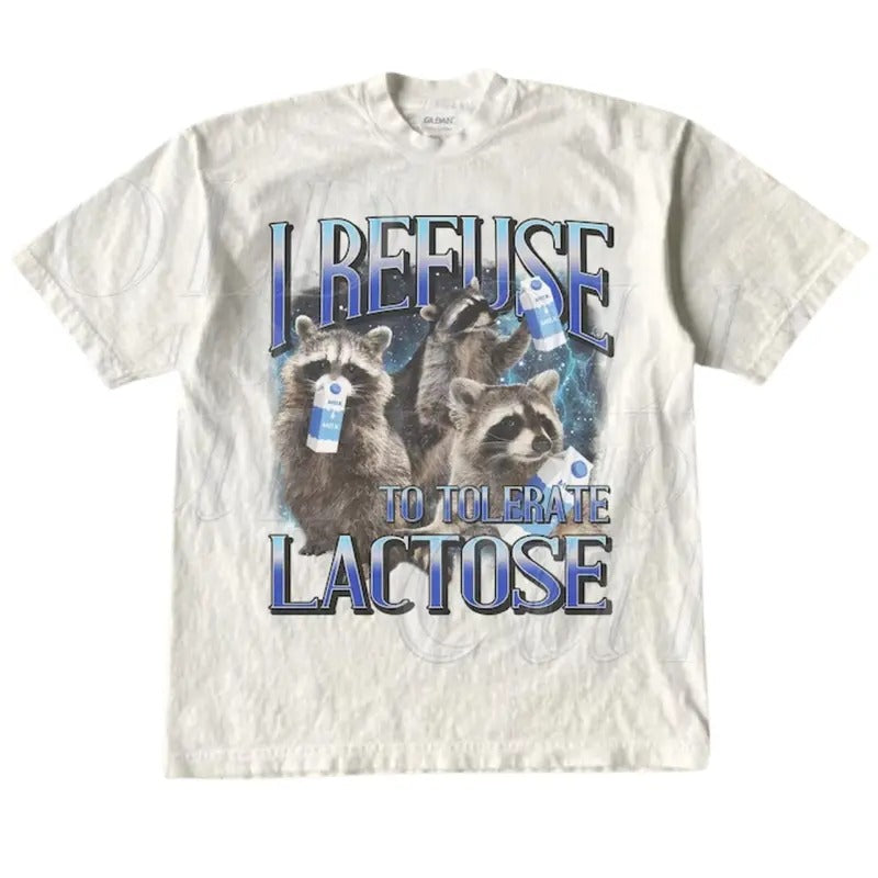I Refuse Tolerate Lactose Vintage Raccoon Lovers - Adult & Kids T-Shirts, Sweatshirts & Hoodies apparel design preview 1
