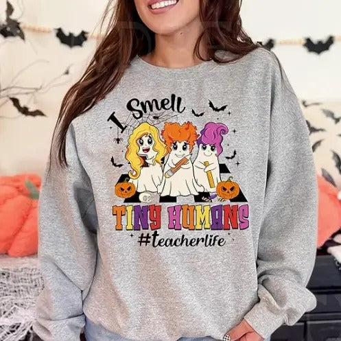I Smell Tiny Humans Teachers Halloween Hocus Focus - Adult & Kids T-Shirts, Sweatshirts & Hoodies apparel design preview 1