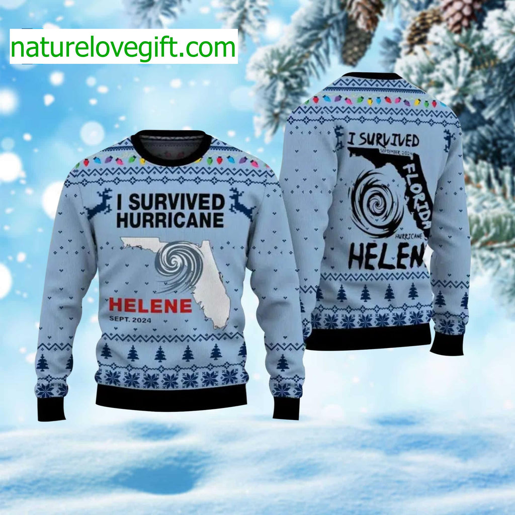 I Survived Hurricane Helene Ugly Christmas Sweater - Holiday Gift product image