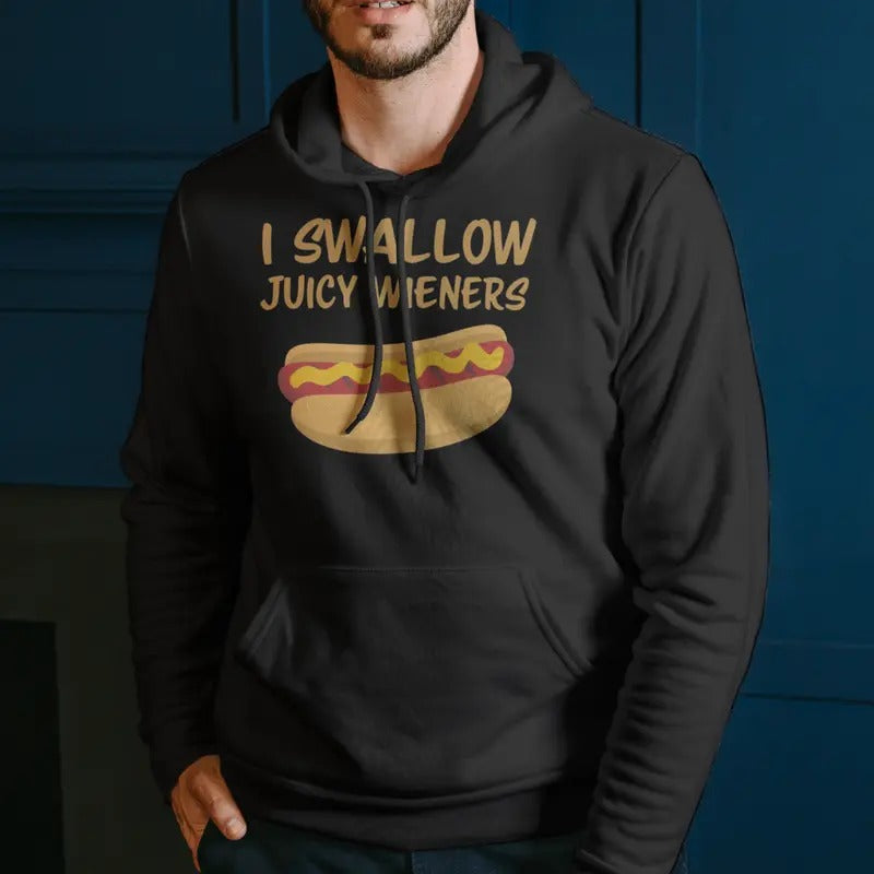 I Swallow Juicy Hot Dog - Adult & Kids T-Shirts, Sweatshirts & Hoodies apparel design preview 1