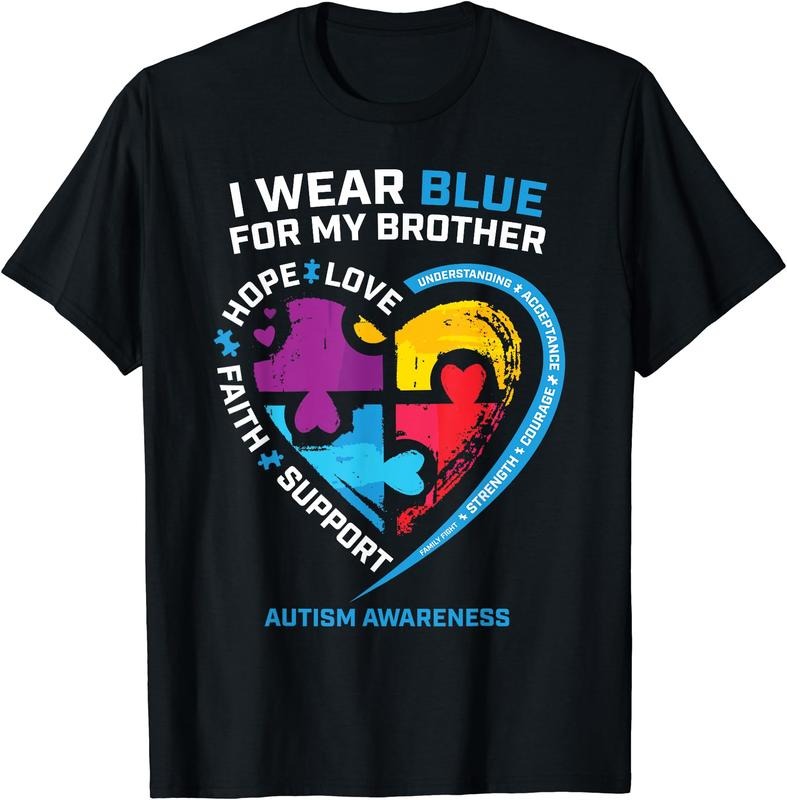 I Blue My Brother Autism Awareness Sister Cotton Size - Adult & Kids T-Shirts, Sweatshirts & Hoodies apparel design preview 1