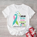 I Teal Pink Green Mom Cancer Support Survivor Ribbon - Adult & Kids T-Shirts, Sweatshirts & Hoodies apparel design preview 1