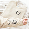 I Am Strong Capable Inspirational Sleeve Writing - Adult & Kids T-Shirts, Sweatshirts & Hoodies apparel design preview 1