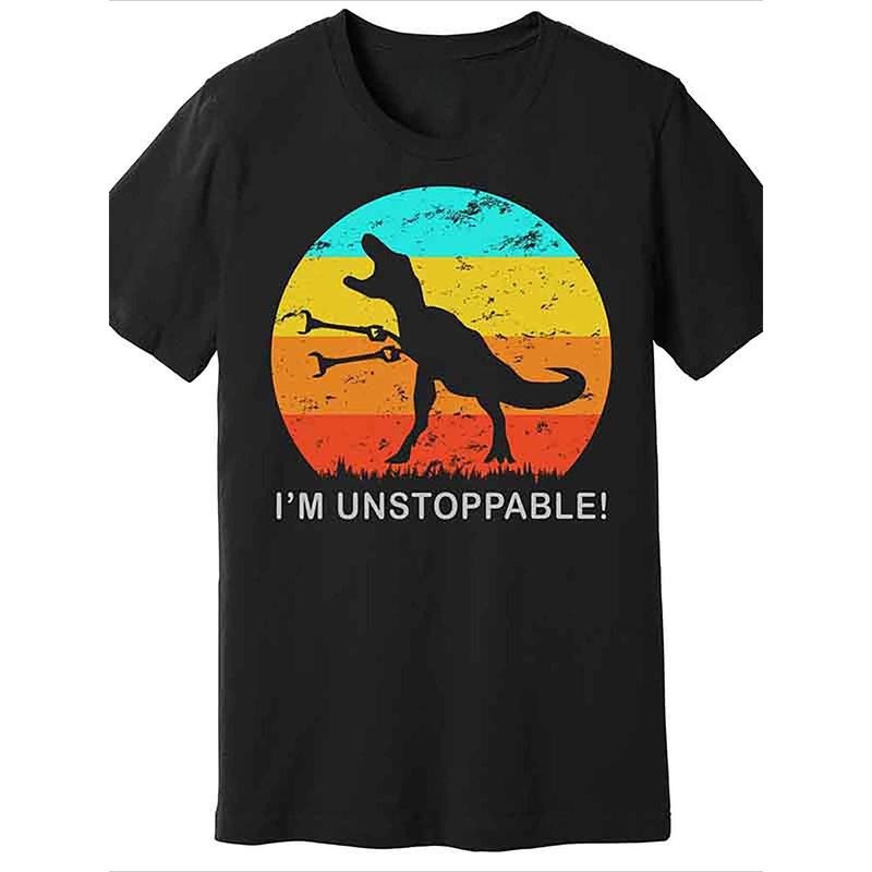 I Am Unstoppable Fun Vintage TRex Short Sleeve Black - Adult & Kids T-Shirts, Sweatshirts & Hoodies apparel design preview 1