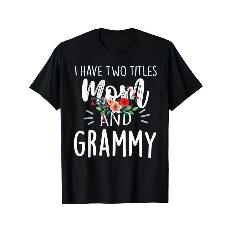 I Have Two Titles Mom Grammy Rock Them Both Floral - Adult & Kids T-Shirts, Sweatshirts & Hoodies apparel design preview 1