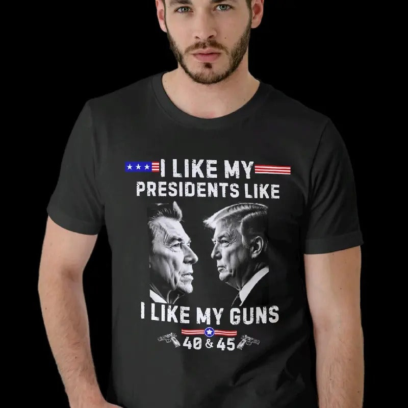 I Like My Presidents Guns: 40 45. Reagan Trump Cotton - Adult & Kids T-Shirts, Sweatshirts & Hoodies apparel design preview 1