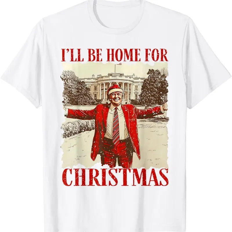 I'Ll Be Home Santa Funny Trump Xmas Pajamas - Adult & Kids T-Shirts, Sweatshirts & Hoodies apparel design preview 1
