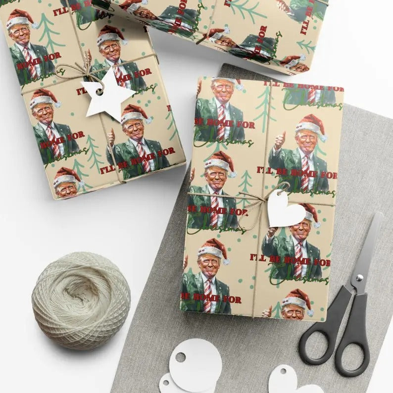 I'Ll Be Home Funny Trump Republican Wrapping Paper - Adult & Kids T-Shirts, Sweatshirts & Hoodies apparel design preview 1