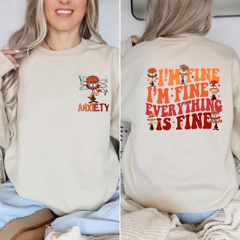I'M Fine Everything Is Anxiety Emotions Feelings - Adult & Kids T-Shirts, Sweatshirts & Hoodies apparel design preview 1