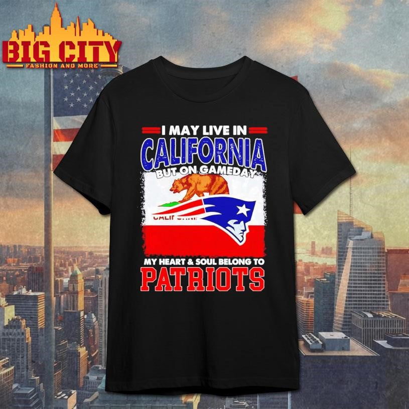 I may live in California but on gameday my heart - Adult & Kids T-Shirts, Sweatshirts & Hoodies apparel design preview 1