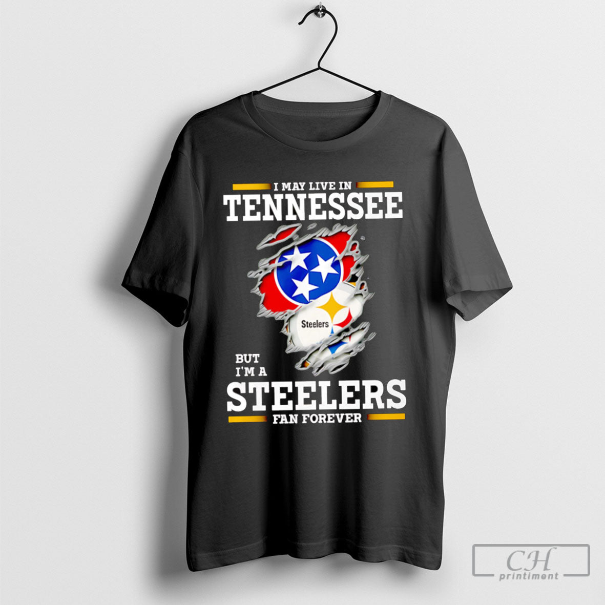 I May Live In Tennessee But Im A Steelers Fan Forever - Adult & Kids T-Shirts, Sweatshirts & Hoodies apparel design preview 1