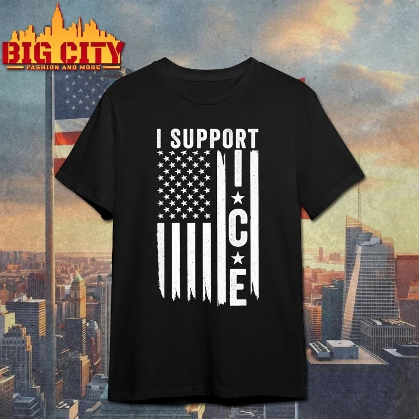 I support ICE America flag - Adult & Kids T-Shirts, Sweatshirts & Hoodies apparel design preview 1
