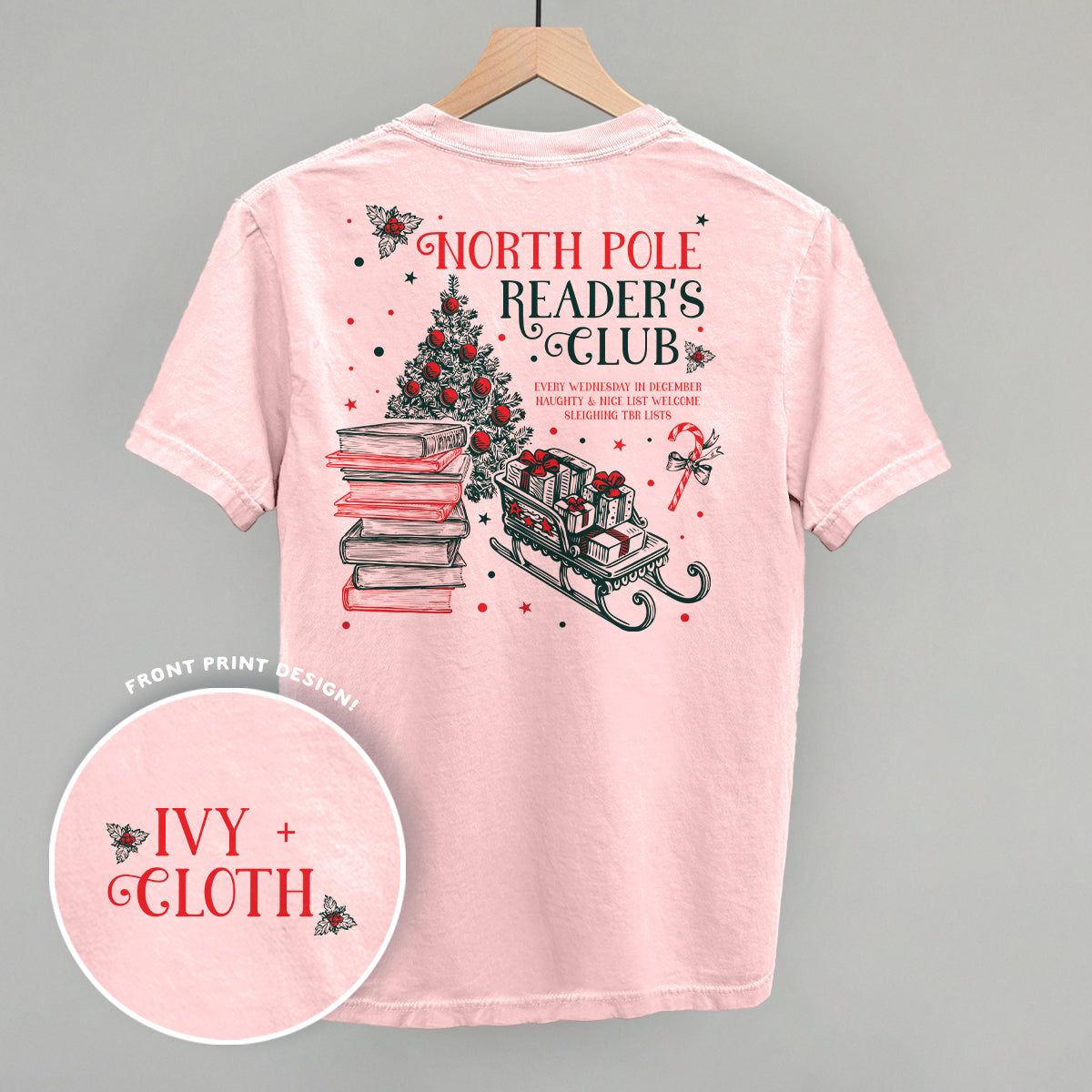 North Pole Reader'S Club (Back Print) - Adult & Kids T-Shirts, Sweatshirts & Hoodies apparel design preview 1