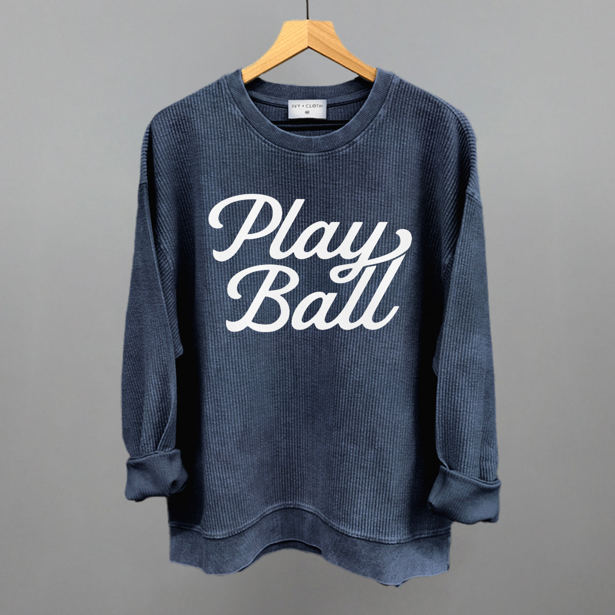 Play Ball (Vintage Script White) - Adult & Kids T-Shirts, Sweatshirts & Hoodies apparel design preview 1