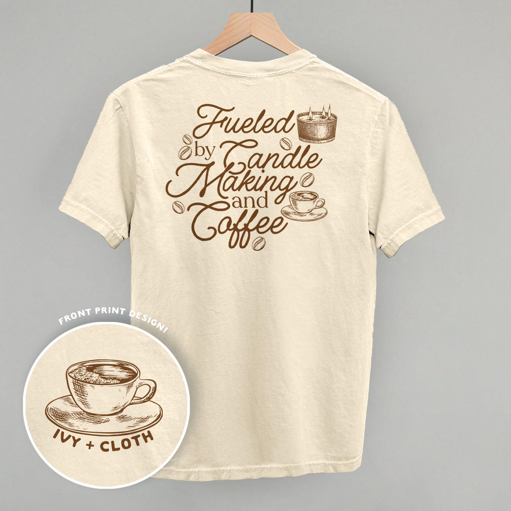 Fueled Candle Making Coffee (Back Print) - Adult & Kids T-Shirts, Sweatshirts & Hoodies apparel design preview 1