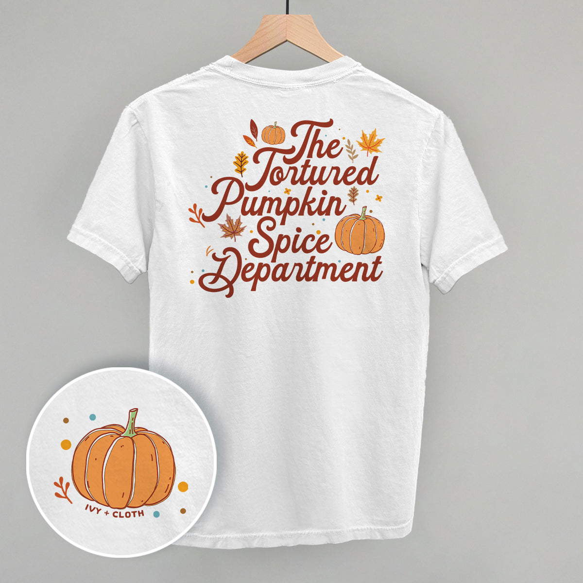 Tortured Pumpkin Spice Department (Back Print) - Adult & Kids T-Shirts, Sweatshirts & Hoodies apparel design preview 1