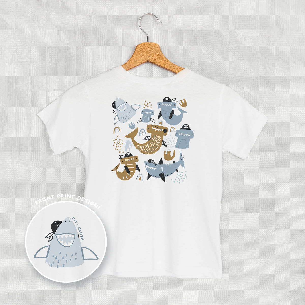 Pirate Shark Doodles Back Print) - Adult & Kids T-Shirts, Sweatshirts & Hoodies apparel design preview 1