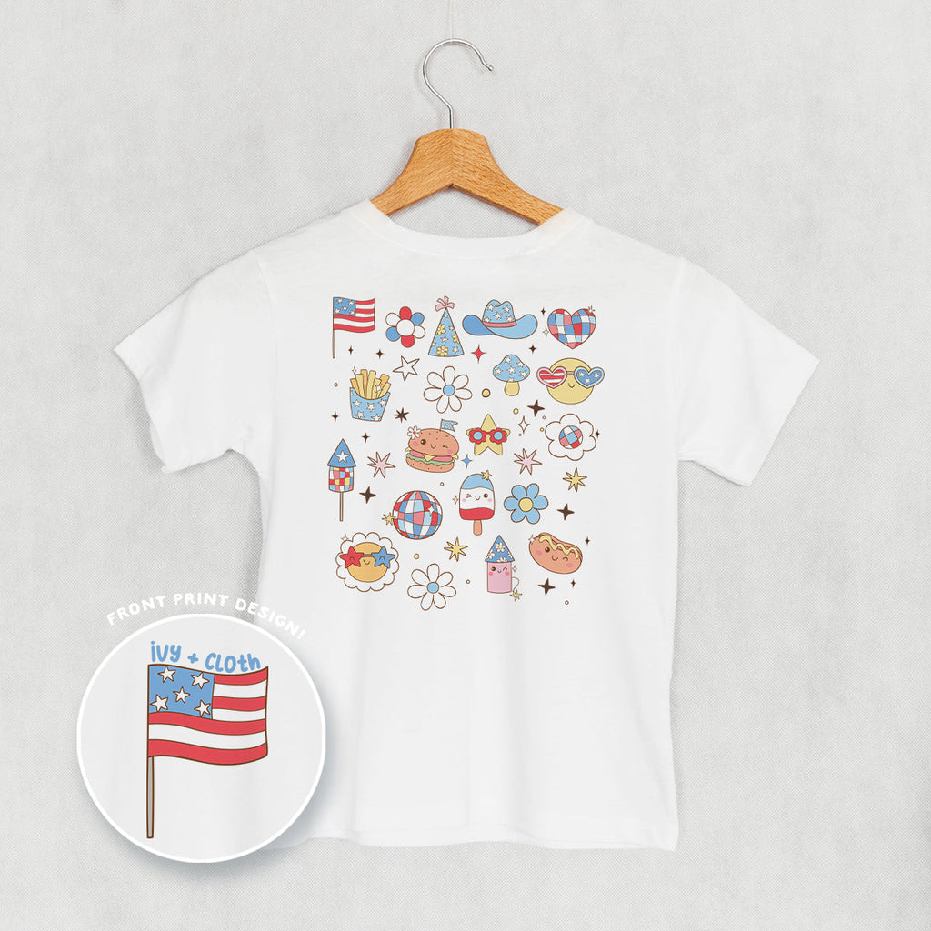 Patriotic Retro Doodles Back Print) - Adult & Kids T-Shirts, Sweatshirts & Hoodies apparel design preview 1