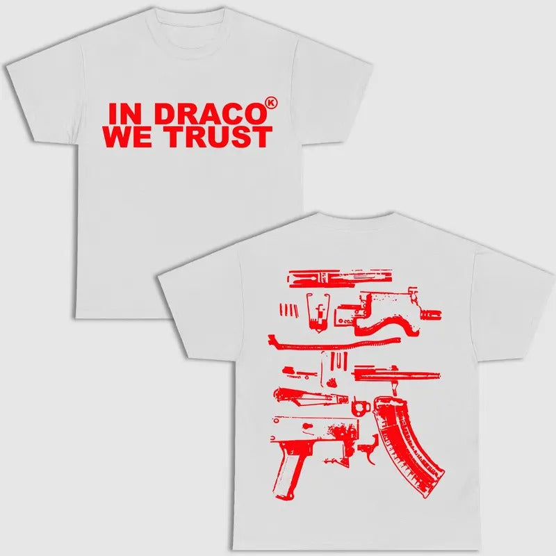 DRACO WE TRUST DOUBLE SIDE WHITE VERSION Menswear Top - Adult & Kids T-Shirts, Sweatshirts & Hoodies apparel design preview 1