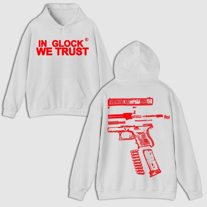 GLOCK WE TRUST DOUBLE SIDE WHITE VERSION Menswear - Adult & Kids T-Shirts, Sweatshirts & Hoodies apparel design preview 1