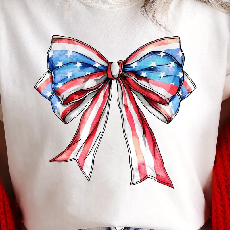 IVORY 4th July Bow Comfort Colors - Adult & Kids T-Shirts, Sweatshirts & Hoodies apparel design preview 1