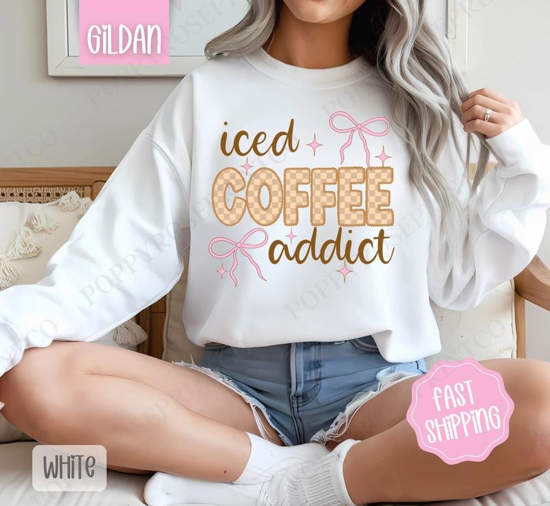 Iced Coffee Addict Cute Girly - Adult & Kids T-Shirts, Sweatshirts & Hoodies apparel design preview 1