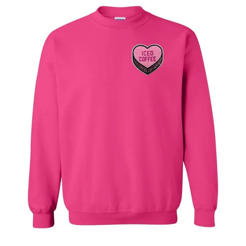 'Iced Coffee Candy Heart' Letter Patch - Adult & Kids T-Shirts, Sweatshirts & Hoodies apparel design preview 1