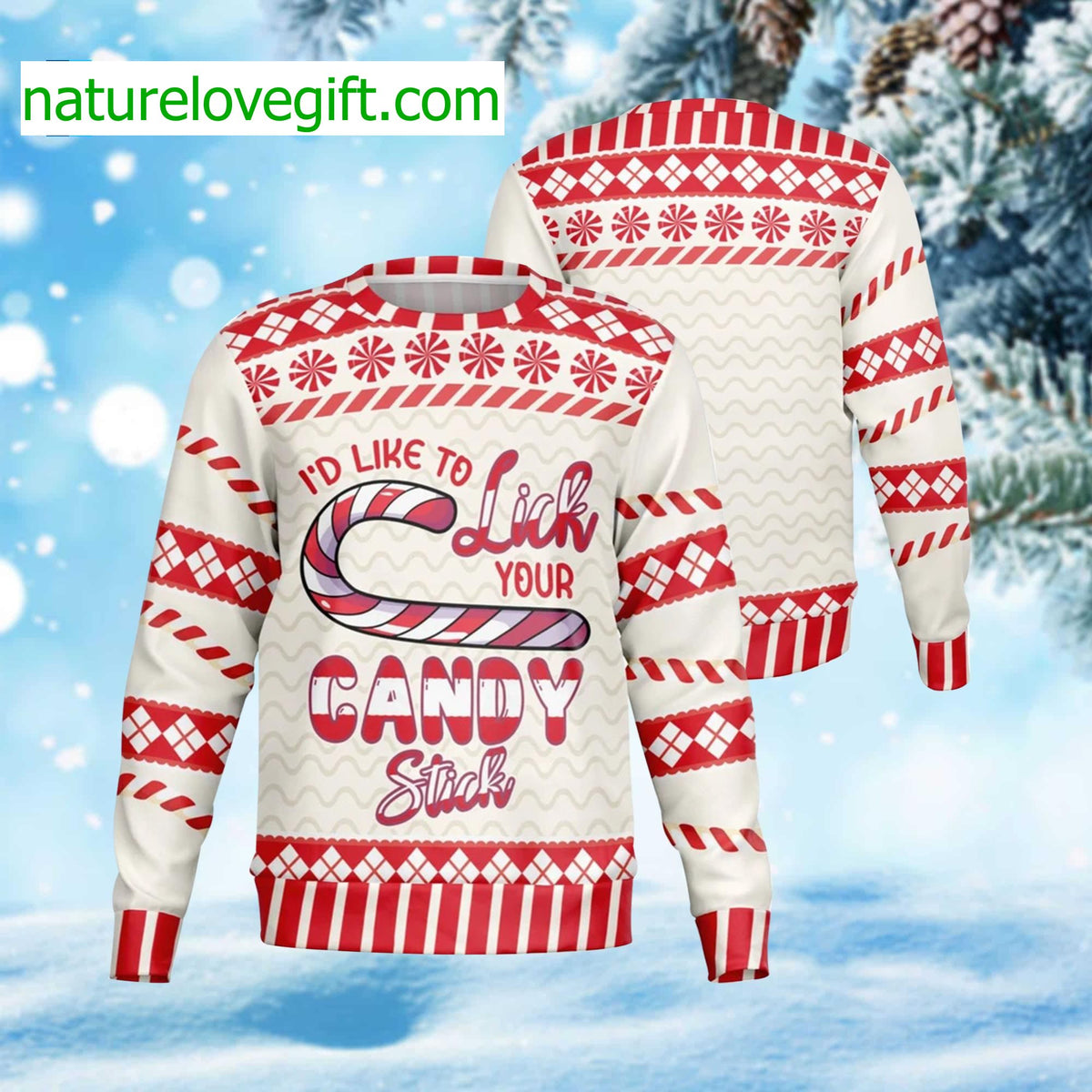 I’d Like To Lick Your Candy Stick Ugly Christmas Sweater - Holiday Gift product image