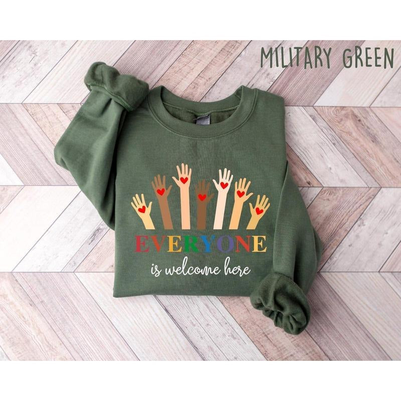 Idaho Teacher Everyone Is Welcome Here Inclusion - Adult & Kids T-Shirts, Sweatshirts & Hoodies apparel design preview 1