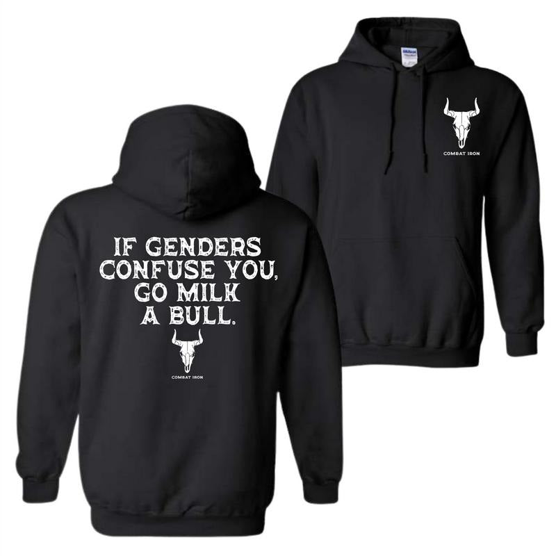 If Genders Confuse You Go Milk Bull Funny Western - Adult & Kids T-Shirts, Sweatshirts & Hoodies apparel design preview 1
