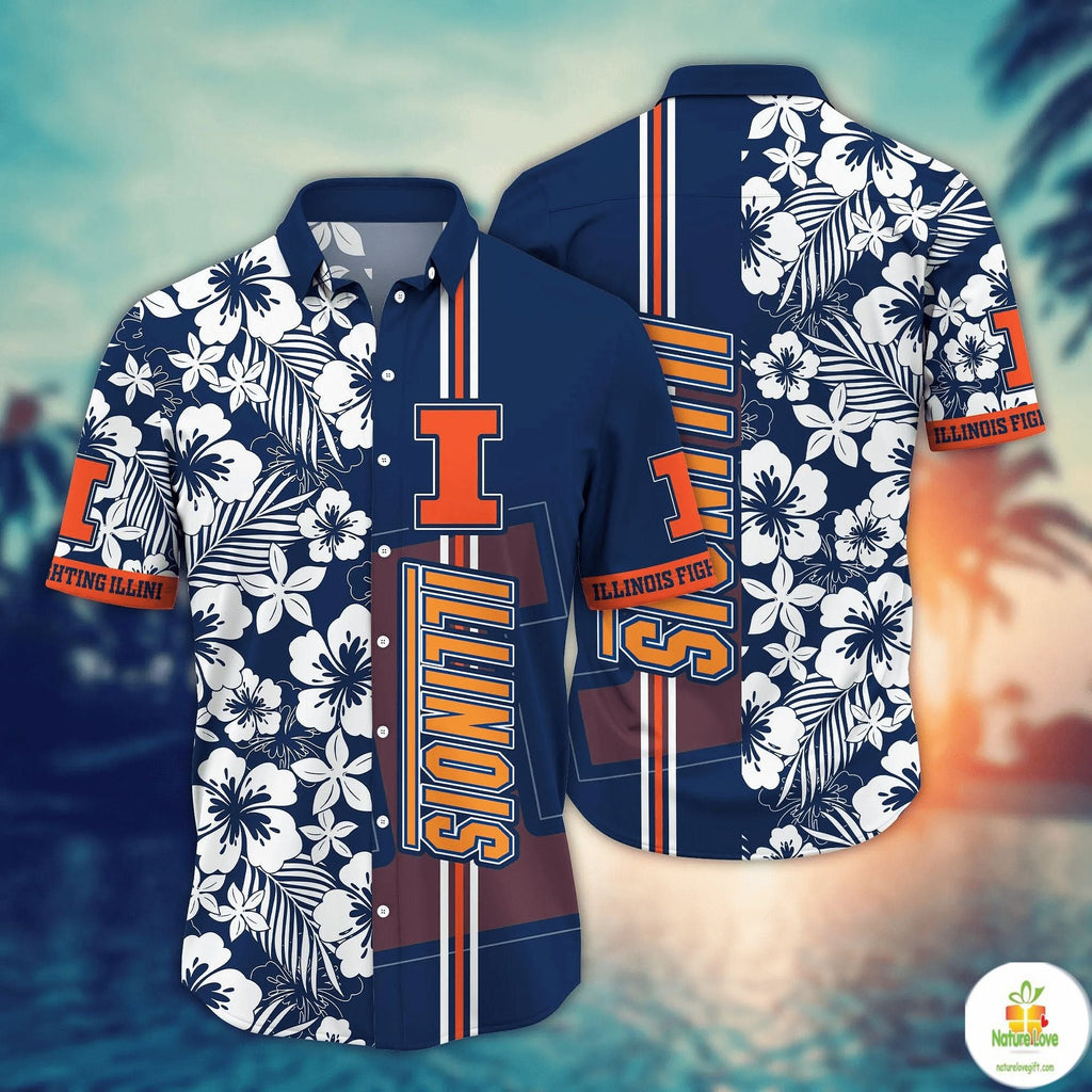 Illinois Fighting Illini NCAA Hawaiian Aloha - Adult & Kids T-Shirts, Sweatshirts & Hoodies apparel design preview 1