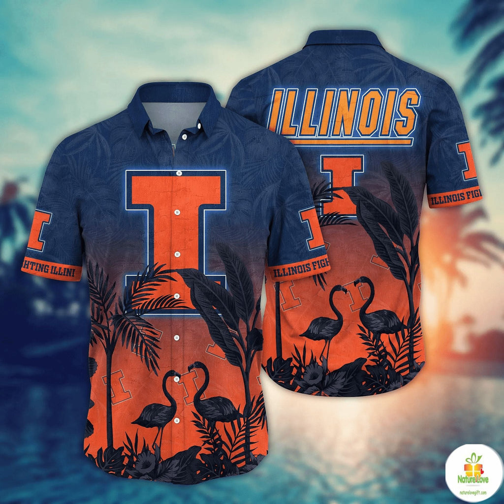 Illinois Fighting Illini NCAA Hawaiian Leisuretime - Adult & Kids T-Shirts, Sweatshirts & Hoodies apparel design preview 1