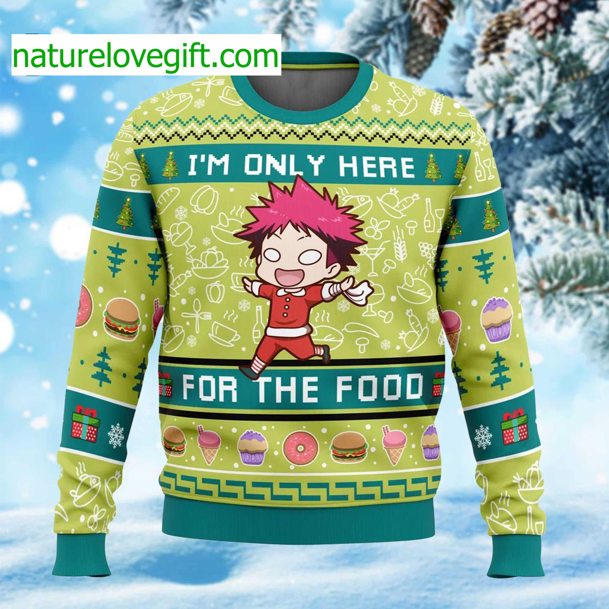 I’m Only Here For The Food Food Wars Ugly Christmas Sweater - Holiday Gift product image