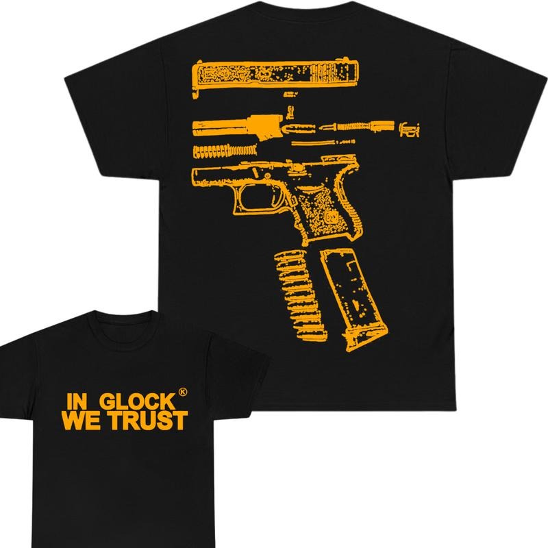 Glock We Trust Double Sided Orange Color Him Her - Adult & Kids T-Shirts, Sweatshirts & Hoodies apparel design preview 1
