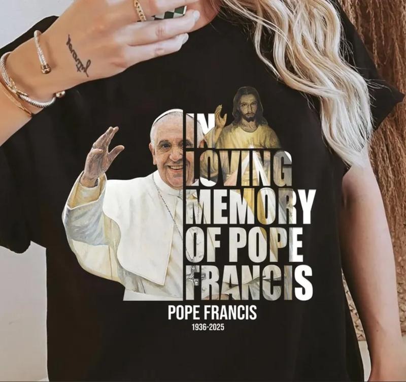 Loving Memory Pope Francis Rest Peace Tribute Cross - Adult & Kids T-Shirts, Sweatshirts & Hoodies apparel design preview 1