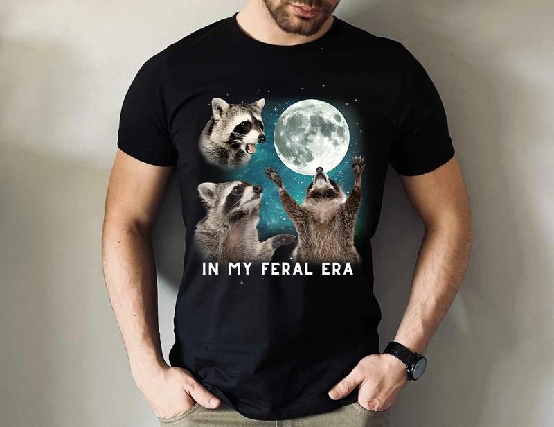 My Feral Era Racoons Howling Moon - Adult & Kids T-Shirts, Sweatshirts & Hoodies apparel design preview 1